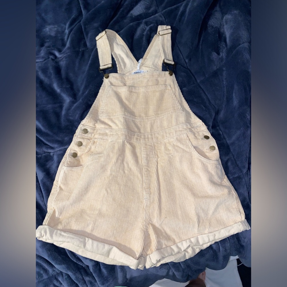Princess Polly Beige Corduroy Shorts Overalls Size 8